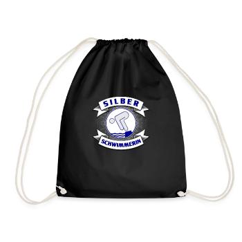 Schwimmprüfung Schwimmer Silber Geschenk - Turnbeutel - Schwarz - Vorne