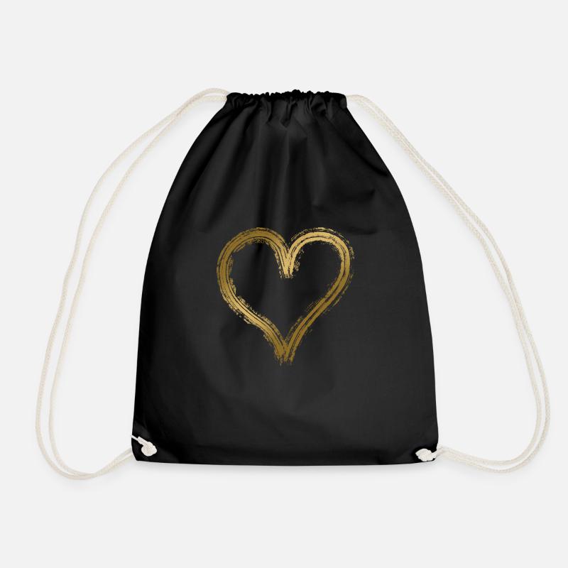 Heart gold - Drawstring Bag - black
