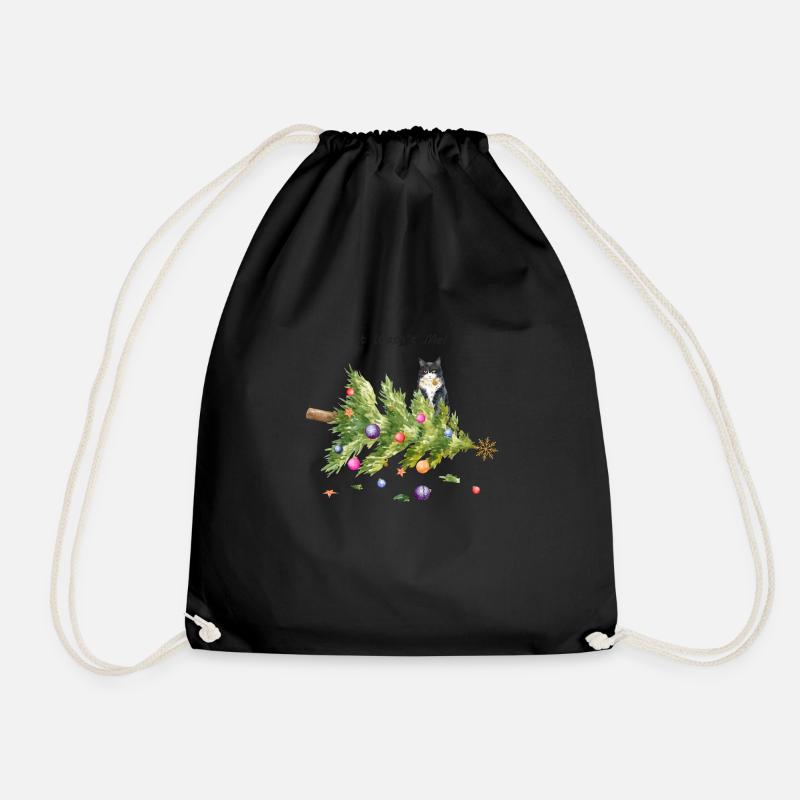 It wasn't me cat Christmas - Drawstring Bag - black
