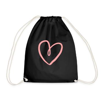 heart pink valentine's day - Drawstring Bag - black - Front