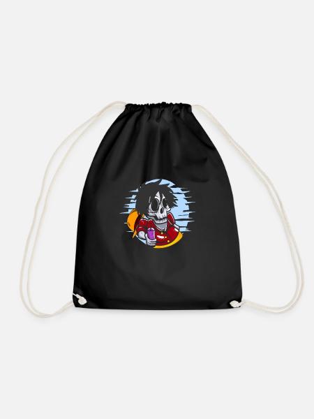 pirate skull relax - Drawstring Bag - black