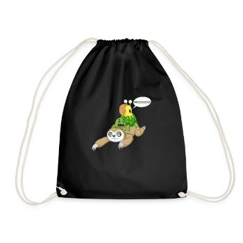 sloth snail and turtle - Drawstring Bag - black - Front