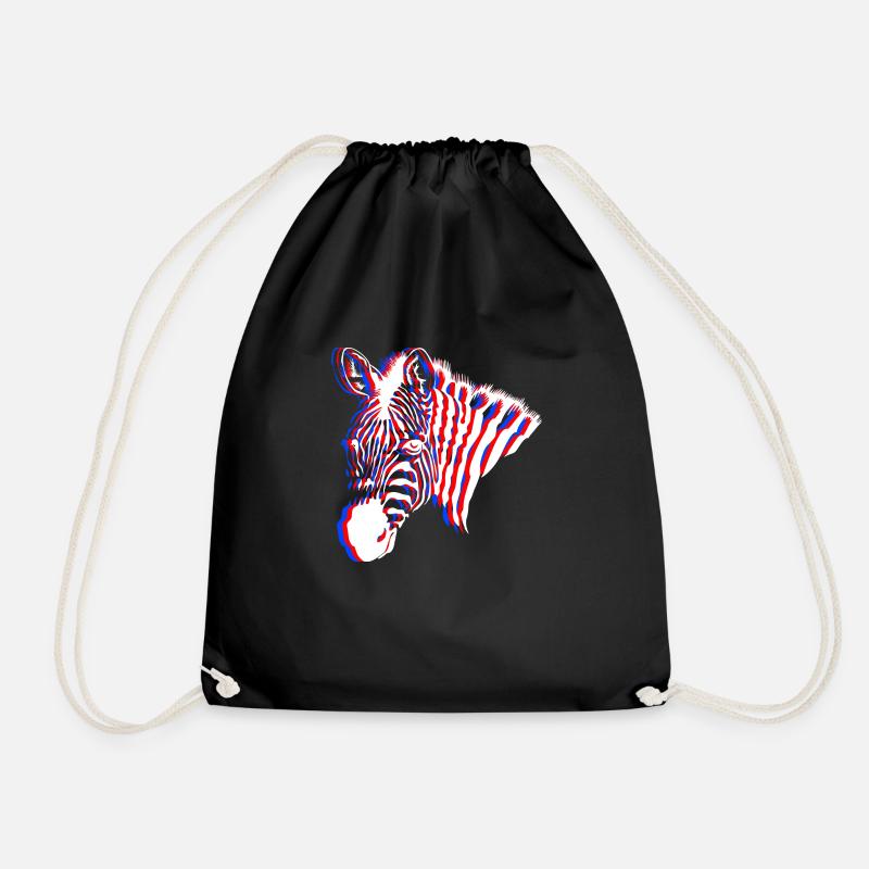 Zebra Neon - Drawstring Bag - black