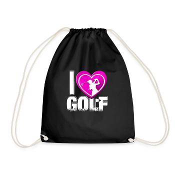 I love GOLF - Golfdesign für Golferinnen 3 - Turnbeutel - Schwarz - Vorne