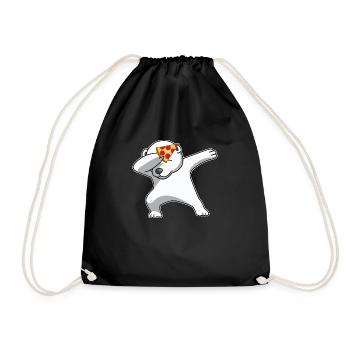 dab dabbing eisbär pizza fun geschenk bear polar - Turnbeutel - Schwarz - Vorne