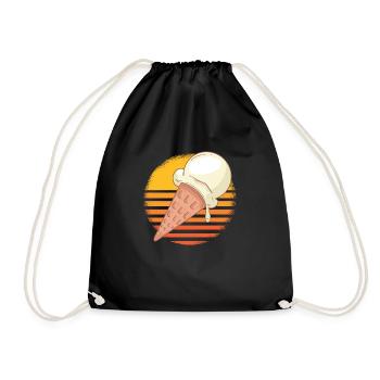 Retro Vintage Ice Cream T-Shirt - Drawstring Bag - black - Front
