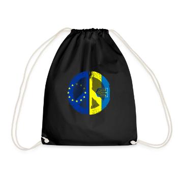 EU Flag Ukraine Flag Peace Sign - Turnbeutel - Schwarz - Vorne