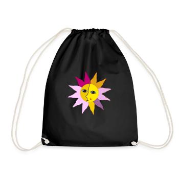 Soleil Rayons Lune Face Moment Bonheur hygge - Sac de sport léger - noir - Devant