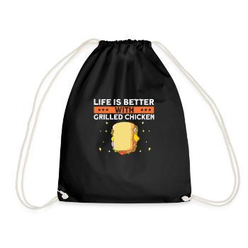 Food Love Sandwich Baguette Cheese - Drawstring Bag - black - Front