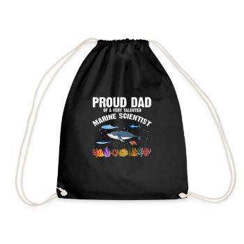 Proud Dad Marine Biologist Marine Biology Sea - Drawstring Bag - black - Front