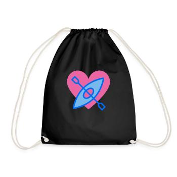 heart canoe love - Drawstring Bag - black - Front