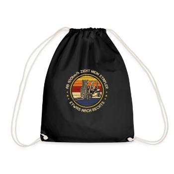 From 100Kmh My forklift pulls something to the right - Drawstring Bag - black - Front