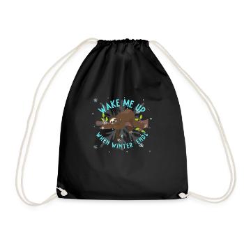 Wake up sloths only when winter is over - Drawstring Bag - black - Front
