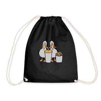 Fast food stolen seagulls - Drawstring Bag - black - Front