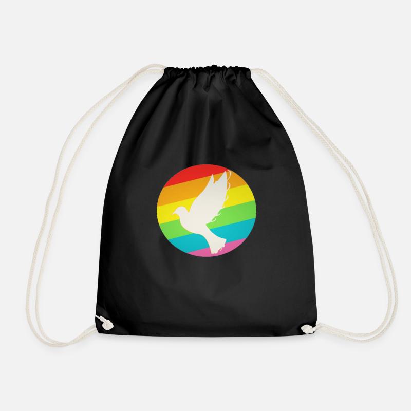LGBT Rainbow Friend Dove - Drawstring Bag - black