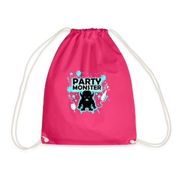 Partymonster hellblau - Turnbeutel - Fuchsia - Vorne