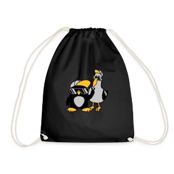 Möwe Pinguin 2 Freunde - Turnbeutel - Schwarz - Vorne