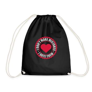 Date Mistakes Quote Logo - Drawstring Bag - black - Front