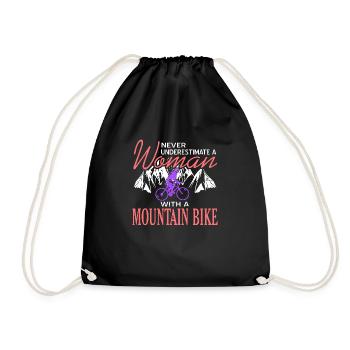Never Underestimate A Woman With Mountain Bike - Turnbeutel - Schwarz - Vorne