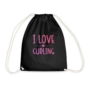 I love curling - Drawstring Bag - black - Front