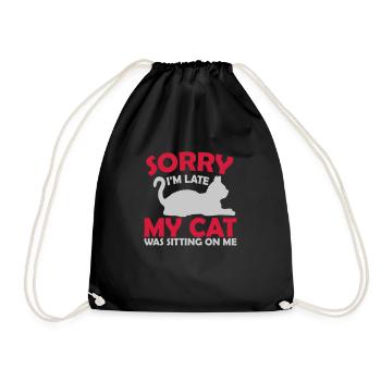 sorry cat was sitting - Drawstring Bag - black - Front