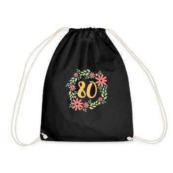 80th Birthday Gift - Drawstring Bag - black - Front
