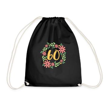 60. Geburtstag Geschenk - Turnbeutel - Schwarz - Vorne