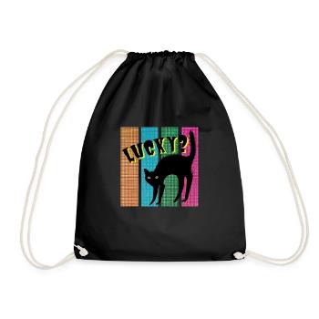 Lucky? Cat - Drawstring Bag - black - Front