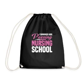 I Survived Her Passing Nursing School 15 - Drawstring Bag - black - Front