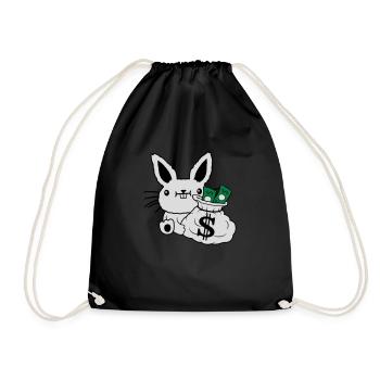 Reicher Geldsack Osterhase Geldscheine - Turnbeutel - Schwarz - Vorne