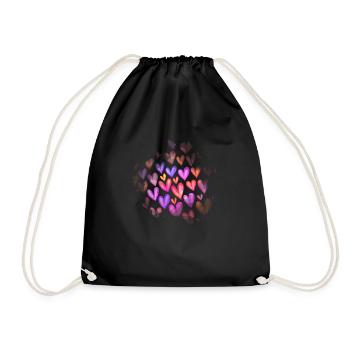 Watercolor Love Heart Splash Pattern - Drawstring Bag - black - Front