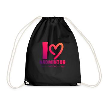 I love badminton - Drawstring Bag - black - Front