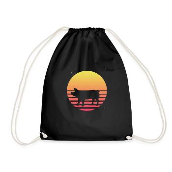 Cadeau d'animal de ferme Cochon Vaporwave rétro - Sac de sport léger - noir - Devant