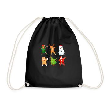 Dabbing Christmas Gingerbread Man Christmas Tree - Drawstring Bag - black - Front