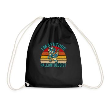 I am a paleontologist vintage paleontology lus - Drawstring Bag - black - Front