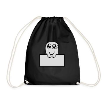 Ghost Shows Shield Cartoon - Drawstring Bag - black - Front