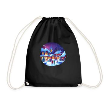 Christmas motif - Drawstring Bag - black - Front