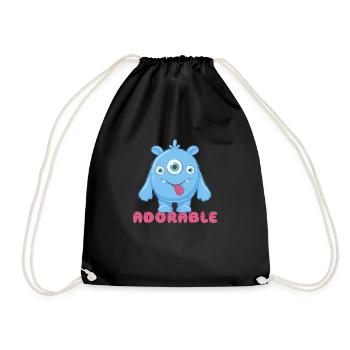 Adorable little cheerful monster. Funny gift idea. - Drawstring Bag - black - Front