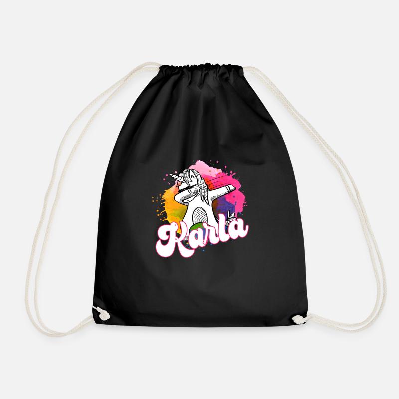 KARLA - Schöner Name mit dabbing Einhorn - Turnbeutel - Schwarz