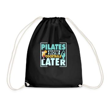 Pilates Now Cocktails Later Exercise Fitness - Drawstring Bag - black - Front