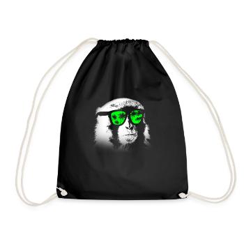 Affe DJ mit Kopfhörer und Sonnenbrille Geschenk Pa - Turnbeutel - Schwarz - Vorne