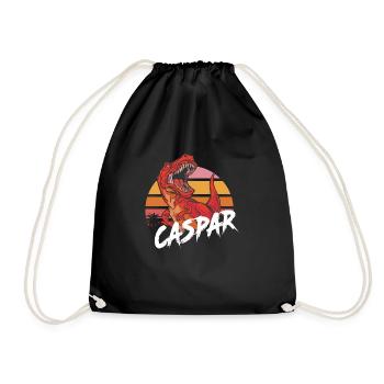 CASPAR - Beau prénom de garçon avec T-REX Dino - Sac de sport léger - noir - Devant