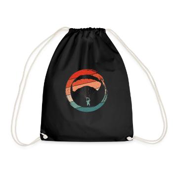 Retro Graphic Paragliding Paraglider Parachute Sky - Turnbeutel - Schwarz - Vorne