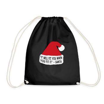 Weihnachtspullover - Weisheit - Weihnachtsmann - Turnbeutel - Schwarz - Vorne