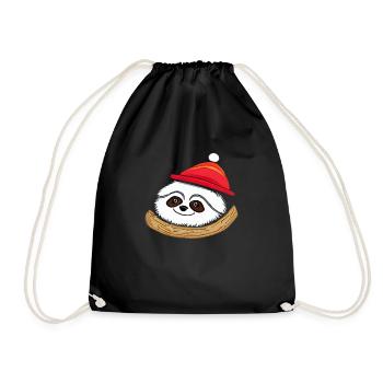 Faultier Weihnachten süß lustig Faultiere Tier 10 - Turnbeutel - Schwarz - Vorne