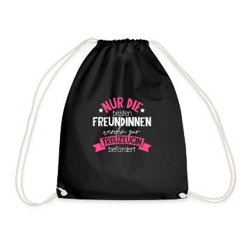 Trauzeugin Hochzeit Heirat JGA Party Geschenk Trau - Turnbeutel - Schwarz - Vorne