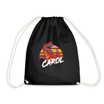 CAROL - Beau nom de fille avec T-REX Dino - Sac de sport léger - noir - Devant