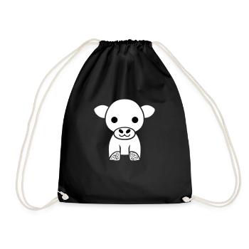 cow cute animal farm animals funny cows vector 1 - Drawstring Bag - black - Front