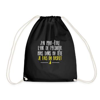 je fais du basket / cadeau humour basket - Sac de sport léger - noir - Devant