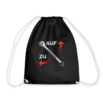 Schraubenschlüssel auf zu2 - Turnbeutel - Schwarz - Vorne